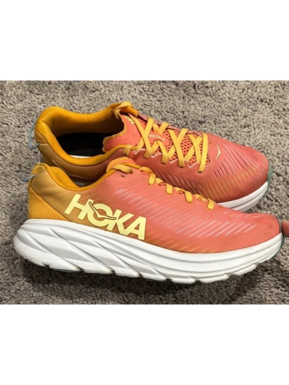 Hoka One One Rincon 3 Women's Running Shoes Size 8 B Orange, Athletic Sneakers